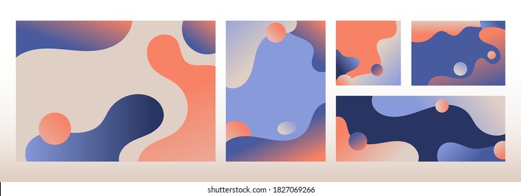 Set of modern template design abstract liquid shapes gradient colors background. You can use for cover brochure, flyers, leaflet, magazine, business card, branding, banners web, headers, book covers