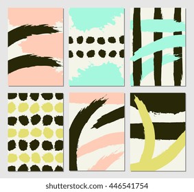 A set of modern templates with hand painted brush strokes.