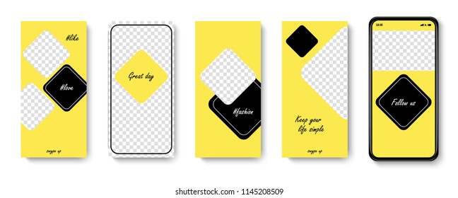 Set of modern templates for the phone. instagram stories Vector illustration