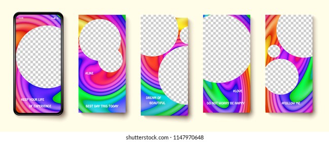 Set of modern templates for the phone Instagram stories Vector illustration