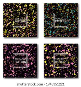 Set of modern terrazzo backgrounds, collection of seamless pattern. 