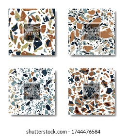 Set of modern terrazzo backgrounds, collection of seamless pattern.