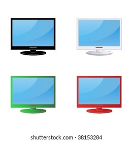 Set of the modern and thin display on a white background