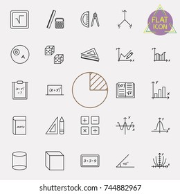 Set of modern thin line icons for math. Vector illustration with different elements on the subject mathematics.