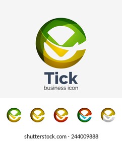 Conjunto de logotipos de ondas abstractas de garrapatas modernas, iconos de negocios. Emblemas geométricos