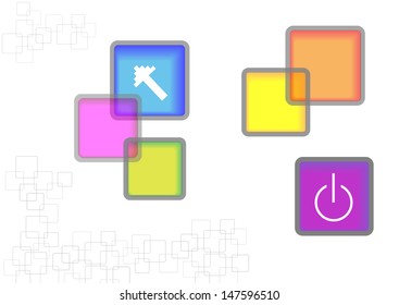 set of modern transparent web buttons with simple symbols