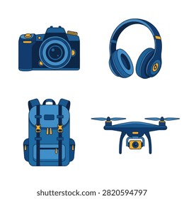 A Set of Modern Travel and Technology Gadgets for Creative Professionals