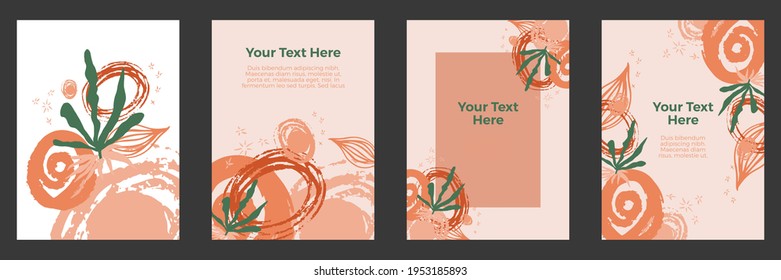 Set modern trendy abstract art templates with floral and geometric elements. Suitable for social media posts, wedding, mobile apps, banners design and web internet ads. Vector fashion backgrounds