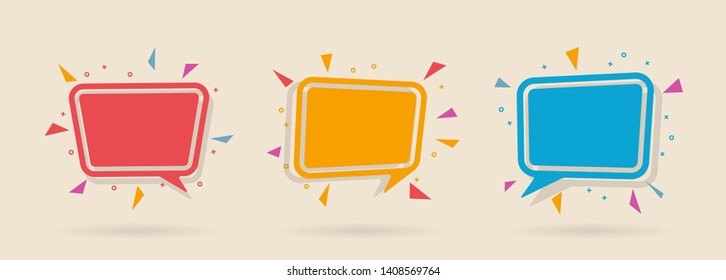 set of modern trendy abstract background with call out shape. modern colorful design isolated background.