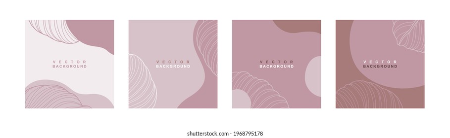 Set of modern trendy abstract  square templates  with organic shapes and graphic elements.Vector   backgrounds for social media posts and stories,cards, flyers, banners,cover,branding design