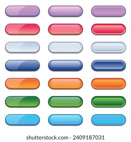 Set of modern trendy buttons. Empty web button set. Colorful gradients buttons