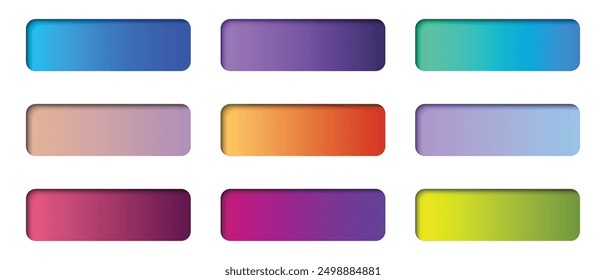 Conjunto de Botones modernos de moda. Conjunto de Botón de Web vacío. Coloridos Botones de Gradientes. Elementos de Diseño web. Ilustración vectorial