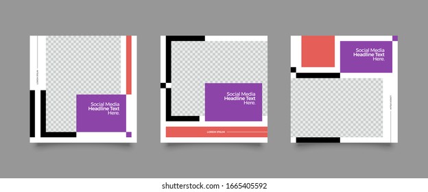 Set of Modern trendy covers idea. Editable simple info banner shop. 