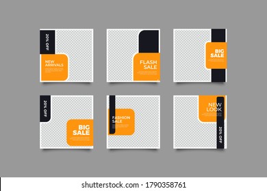 Set of Modern trendy covers idea. Editable simple info banner shop. Slides for app, digital style for social media pack. Square handpicked beauty posts, brochure layout design