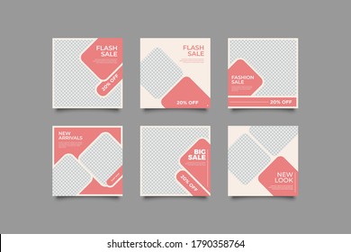 Set of Modern trendy covers idea. Editable simple info banner shop. Slides for app, digital style for social media pack. Square handpicked beauty posts, brochure layout design