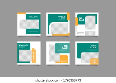 Un conjunto de moda moderna cubre la idea. Tienda de anuncios de información simple editable. Slides for app, estilo digital para el paquete de medios sociales. Puestos de belleza escogidos a mano cuadrados, diseño de folletos