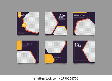 Set of Modern trendy covers idea. Editable simple info banner shop. Slides for app, digital style for social media pack. Square handpicked beauty posts, brochure layout design