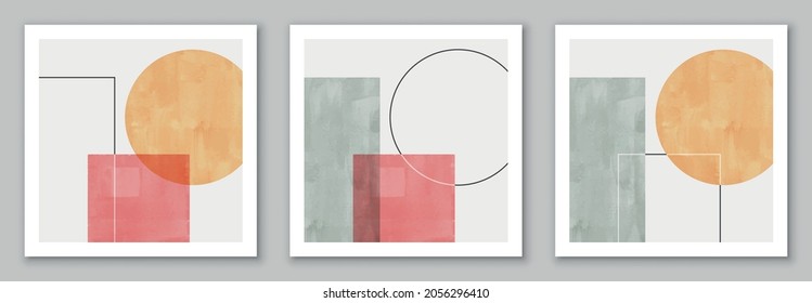 Set von modernen, kreativen minimalistischen geometrischen Kompositionen für Hintergrund, Wanddekoration, Postkarte oder Broschürendesign. Abstrakte Kunst, EPS10-Vektor.