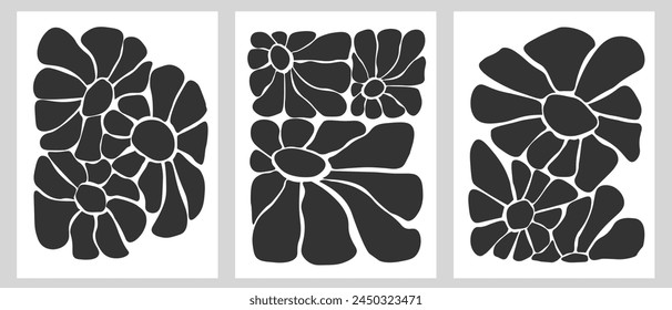 Conjunto moderno diseño minimalista dibujado a mano moderno para el Fondo de pantalla, decoración de la pared, impresión, postal, cubierta, Plantilla, Anuncio. Afiches florales Abstractas.