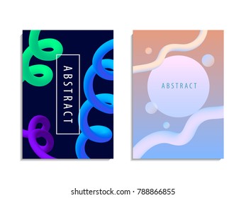 Set of modern trendy style abstraction background. Plastic colorful shapes. Abstract backgrounds of liquid color shapes and circles. Vector illustration.