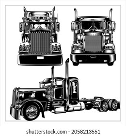Set Modern Truck Illustration Graphic