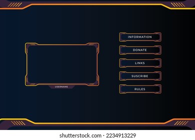 Set of modern twitch gaming panels for ui design template