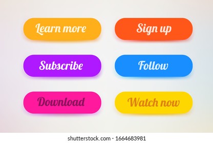 Set of modern ui buttons. User interface template. Vector illustration