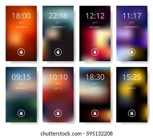 Set Of Modern User Interface, Ux, Ui Screen Wallpapers For Smart Phone. Mobile Application, Wallpaper, Vector Illustration. Deep Vibrant Colors.