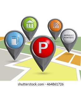 Set of modern vector 3D pointers for various services