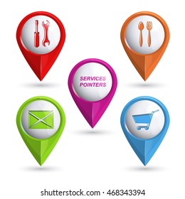 Set of modern vector 3D pointers for various services