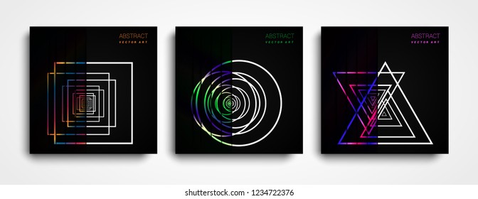 Set of Modern Vector abstract background with colorful shapes. Minimal covers design. Colorful halftone gradients. Future geometric patterns.