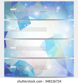 Set of modern vector banners. Abstract multicolored background. Scientific digital design, science illustration.