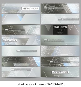 Set of modern vector banners. Abstract blurred background with triangles, lines and dots.