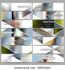 Set of modern vector banners. Abstract multicolored background of blurred nature landscapes, geometric vector, triangular style illustration.
