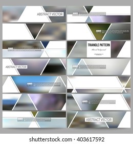 Set of modern vector banners. Abstract multicolored background of blurred nature landscapes, geometric vector, triangular style illustration.