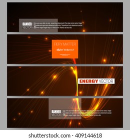 Set of modern vector banners. Abstract lines background, dynamic glowing decoration, motion design, energy style vector illustration