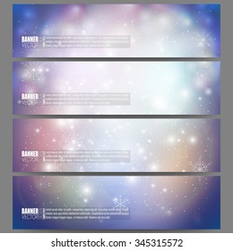 Set of modern vector banners. Blue abstract winter background. Christmas vector style with snowflakes.