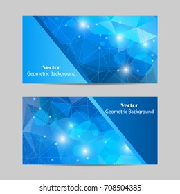 A set of modern vector banners with blue polygonal background