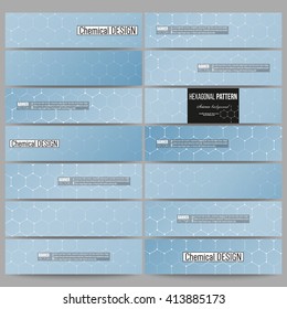 Set of modern vector banners. Chemistry pattern, hexagonal design vector illustration