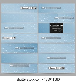 Set of modern vector banners. Chemistry pattern, hexagonal design vector illustration