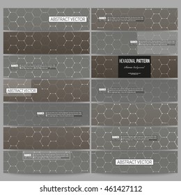 Set of modern vector banners. Chemistry pattern, hexagonal design vector illustration