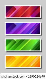 Un conjunto de banderas vectoriales modernas. Diseño de cubiertas de mosaicos coloridos. Gradientes geométricos mínimos. Vector Eps10.