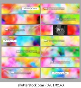 Set of modern vector banners. Colorful background, Holi celebration, vector illustration