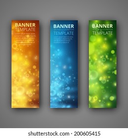 A set of modern vector banners with colorfull bokeh