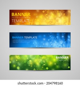 A set of modern vector banners with colorfull bokeh