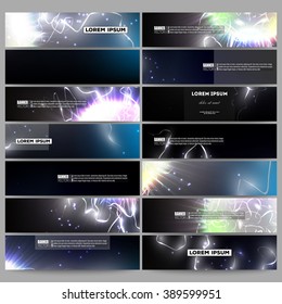 Set of modern vector banners. Electric lighting effect. Magic vector background with lightning. 