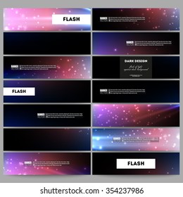 Set of modern vector banners. Flashes against dark background.