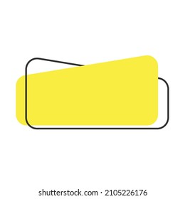 Set of modern vector banners. Flat geometric shapes of yellow color with black outline in memphis design style. Template ready for use in web or print design. eps 10