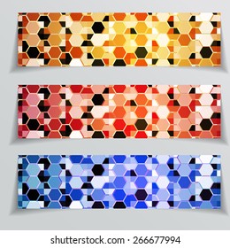 A set of modern vector banners with glow background