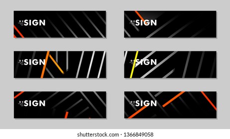 A set of modern vector banners with a line background